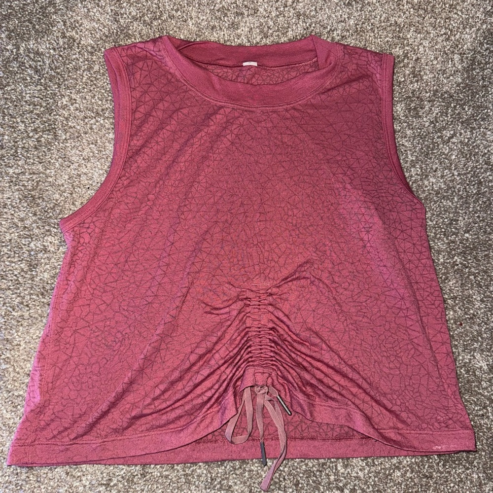 Lululemon Cinch Me Up Front Tie Up Cropped Tank Top Veil Cherry Tint Pink